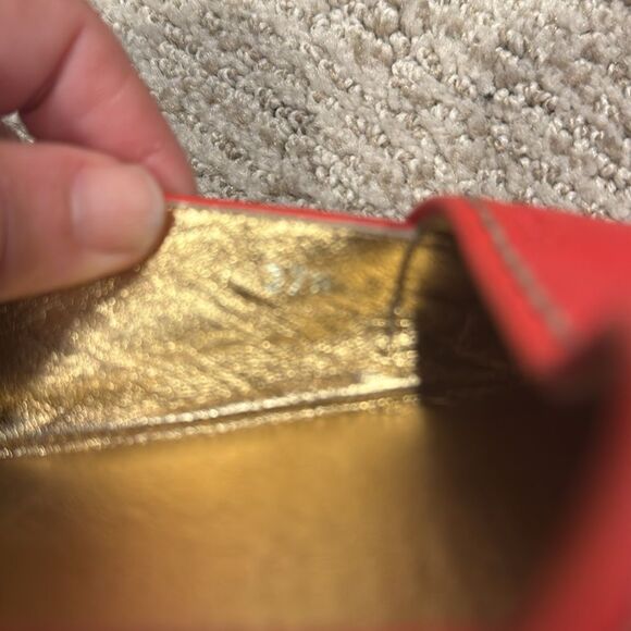 Prada Red Espadrille Platform Peep Hole Size 37.5 Authentic! - Picture 9 of 9